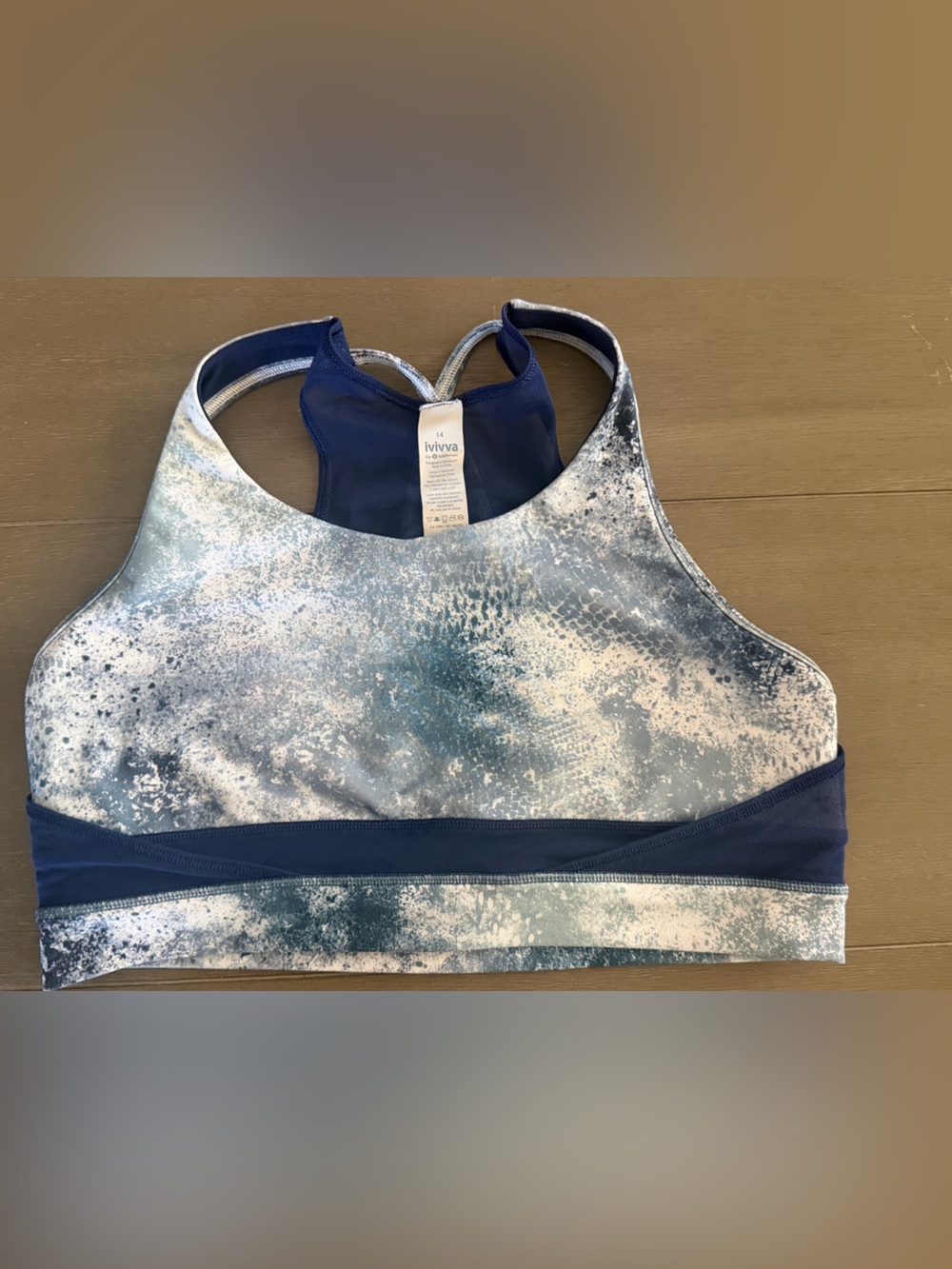 Ivivva Navy and White Blue Patterned Sports Bra